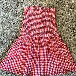 Hollister Red and White Checkered strapless dress.